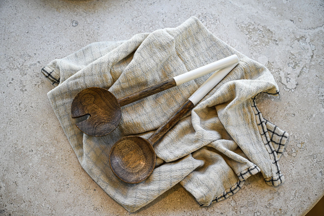 Serving Set-Mango Wood : Wht Enamel