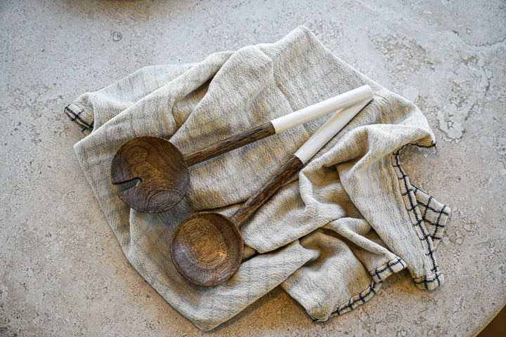 Serving Set-Mango Wood : Wht Enamel
